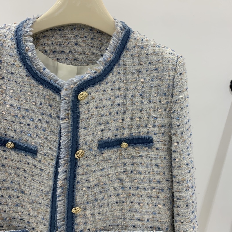 Women's Wool Blends Fragrant Tweed Jacket Women Autumn Winter Loose Fashionable Round Neck Coats 230918
