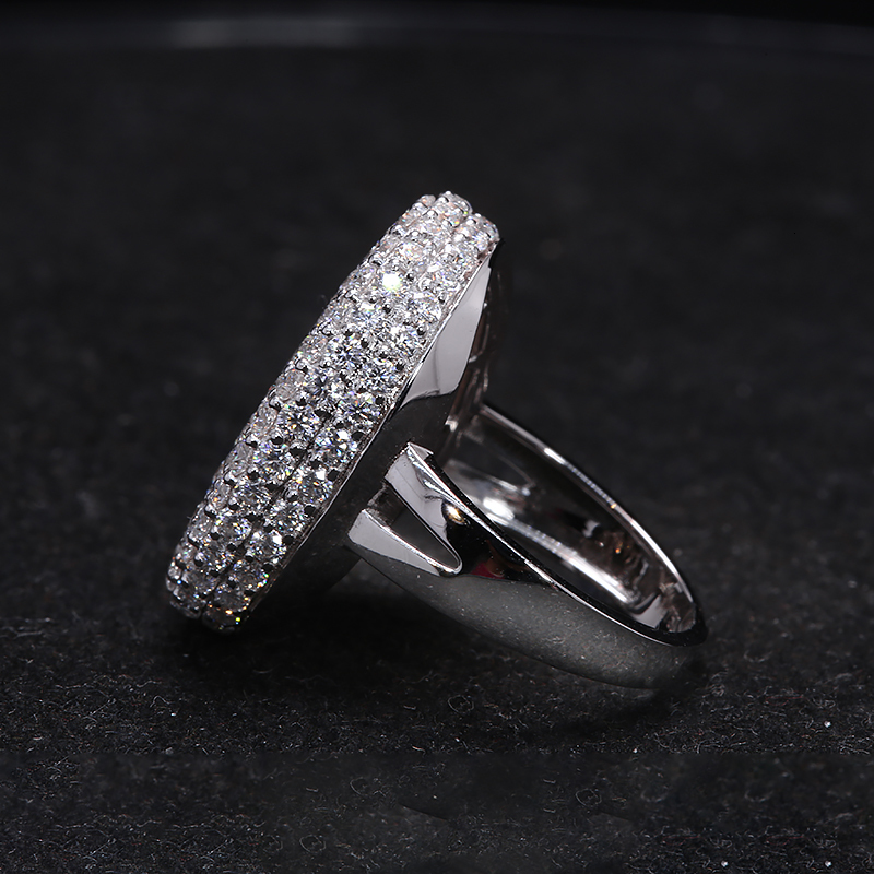 Wedding 10k White Gold DF Color VVS1 Round Brilliant Cut Party Ring Full Stone Oval Style 230915