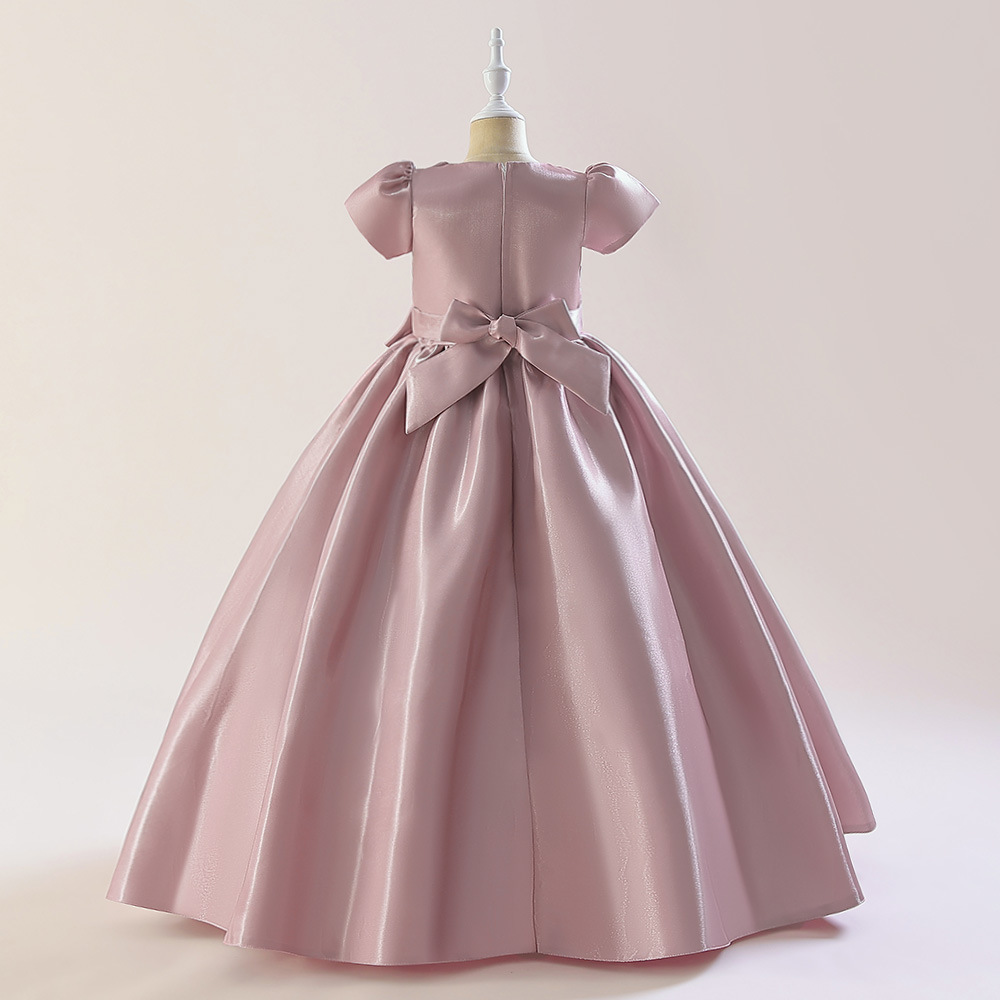 2023 satin Flower Girl Dress For Weddings new pearls Satin Vestidos De Comunion Pageant Dress First Communion Gowns party Dress princess Little Kids B