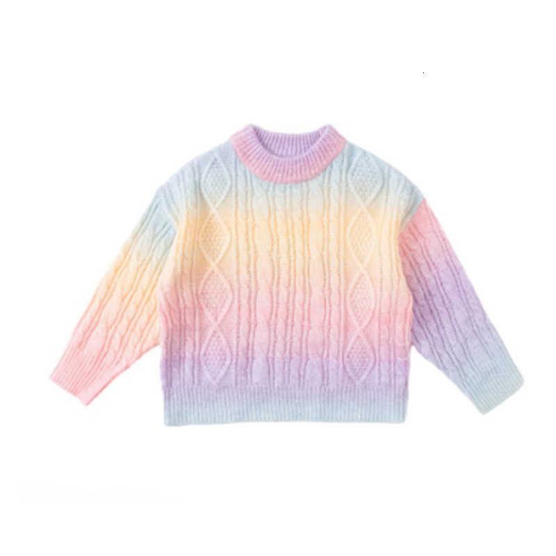 Cardigan Rainbow Knitted Cardigan Sweater Kids Girl Autumn Winter Sweet Kawaii Sweater Coat Children Girl Korean Button Down Cardigan 230919