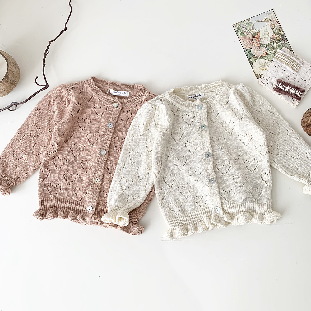 Cardigan 8071 Children Clothes Girl Cardigan Summer Color Jacquard Air Conditioning Coat Children Knitted Cardigan Baby Hollow Out Top 230919