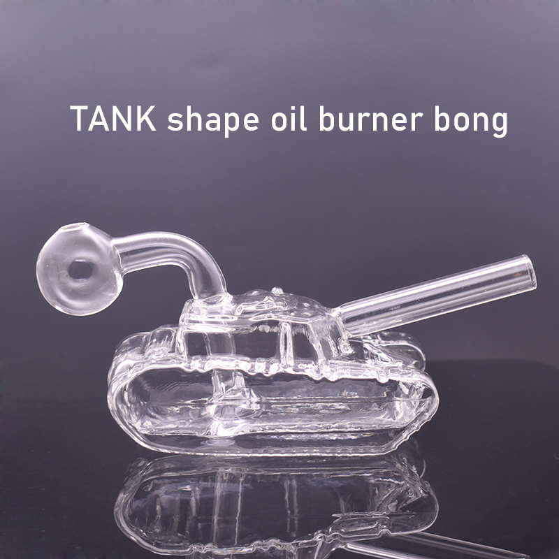 Mini TANK Glass Oil Burner Water Rig Small Glass Bongs Hookahs Downstem Filter Bubbler Ash Catcher Smoking Pipes with 14mm Male Glass Oi Burner Pipes