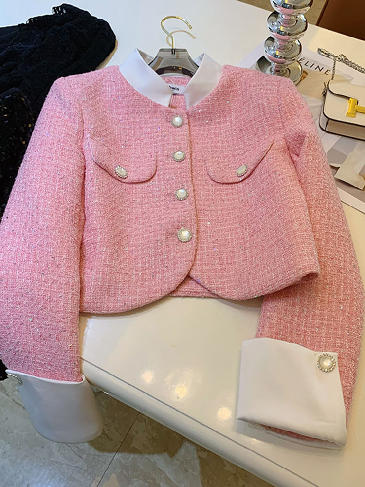 Women's Jackets Vintage Small Fragrance Tweed Jacket Women Blazer Coat Fashion Long Sleeve Female Jacket High Quality Patchwork Outwear 230919