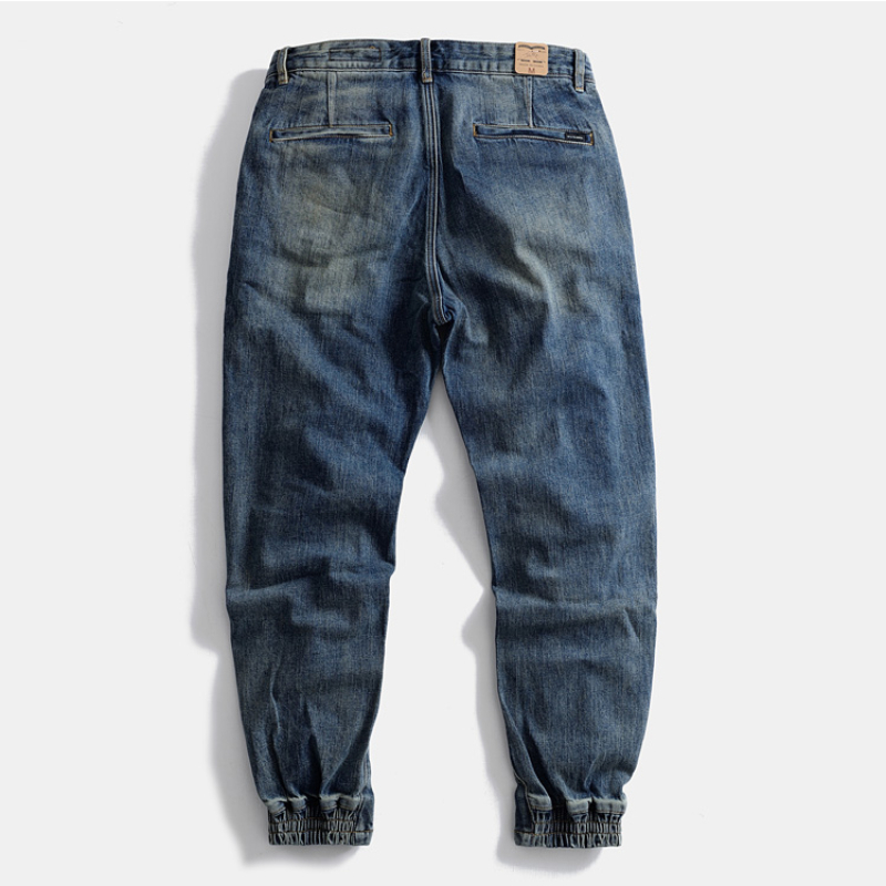 Mens Jeans Summer mens threedimensional patch jeans micro stretch loose cargo pants small foot casual trousers bunched pant 230915