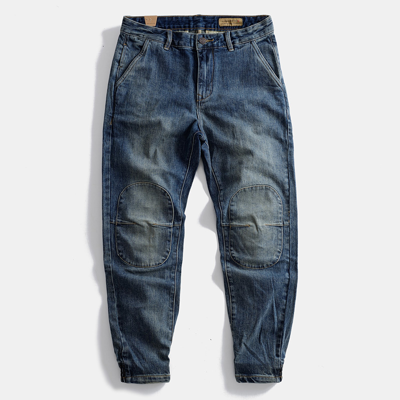 Mens Jeans Summer mens threedimensional patch jeans micro stretch loose cargo pants small foot casual trousers bunched pant 230915