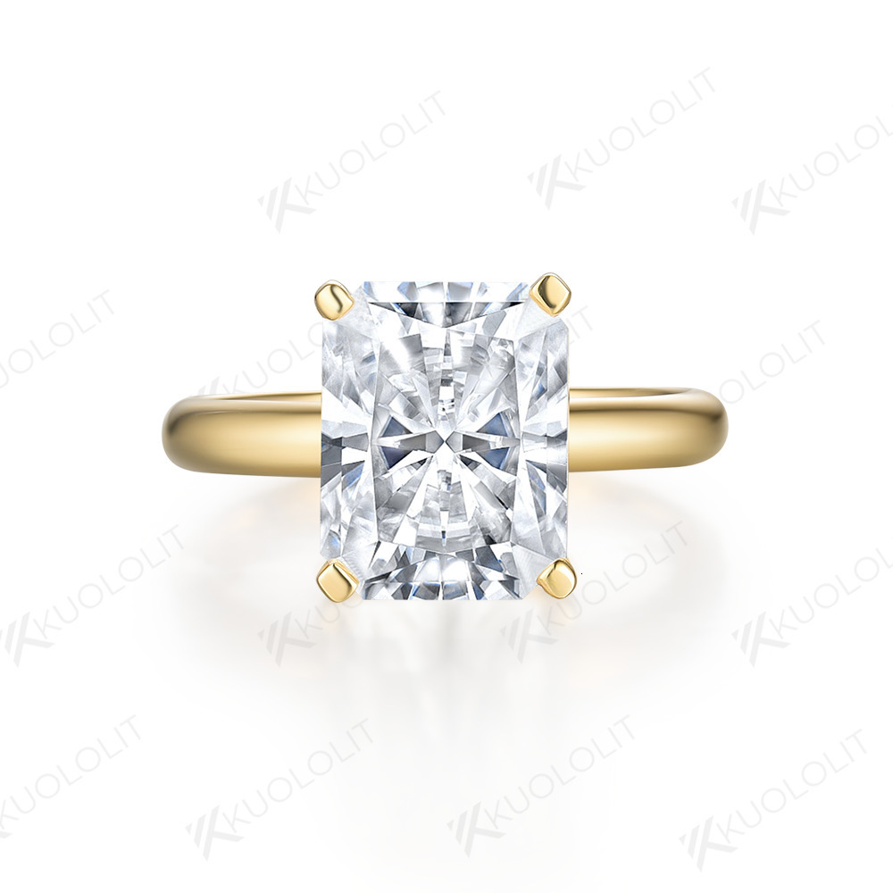 Wedding Kuoit 4CT Radiant Cut Diamond for Women Solid 18K 14K Yellow Gold Classic Solitaire Ring Engagement GRA 230915