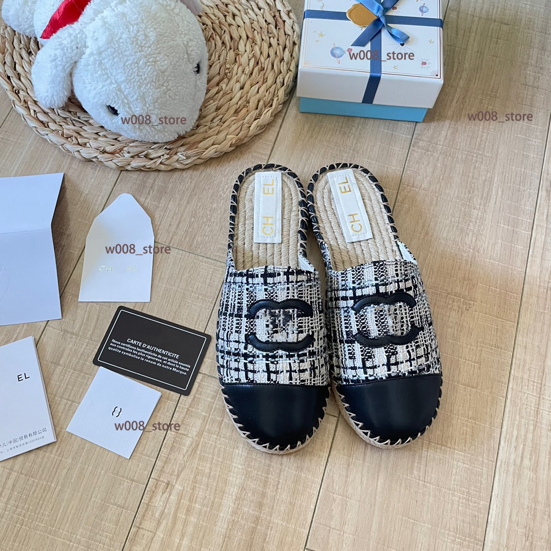 France paris Luxury designer Shoes for wumen Top Fashion Denim Sapatos Espadrilles Straw Fisherman Flat Heels Shoe Lazy Zapatos Mujer Casual Cartoon Linen