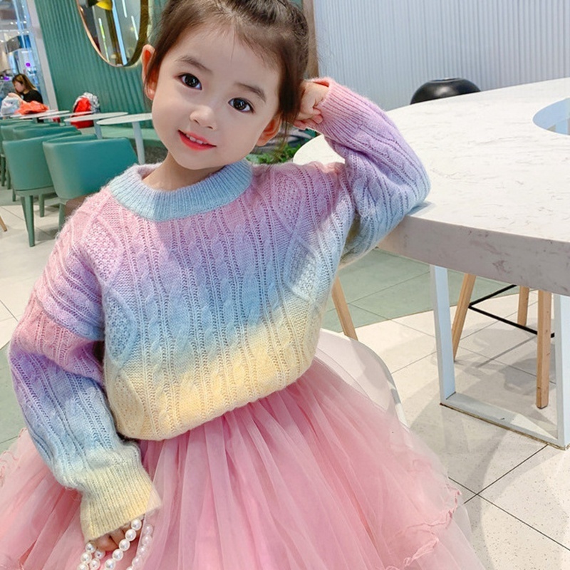 Cardigan Rainbow Knitted Cardigan Sweater Kids Girl Autumn Winter Sweet Kawaii Sweater Coat Children Girl Korean Button Down Cardigan 230919