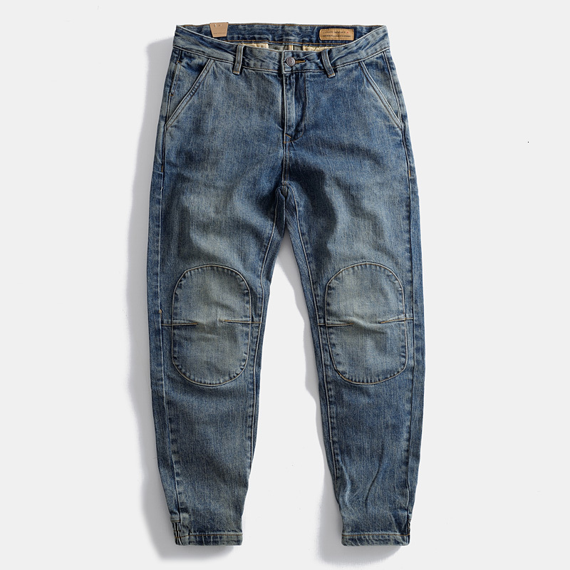 Mens Jeans Summer mens threedimensional patch jeans micro stretch loose cargo pants small foot casual trousers bunched pant 230915