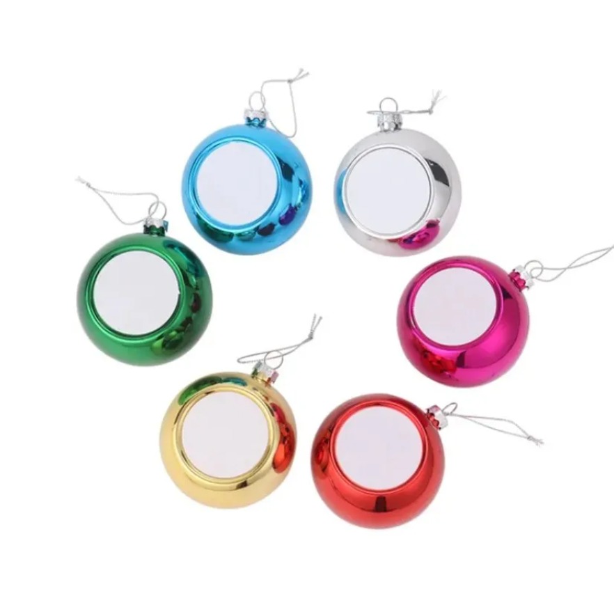 Christmas Decorations Plastic Ball Hanging Ornament 6cm 8cm Sublimation Blank Christmas Tree Pendant Oranment Holiday Wedding Party Decoration 919