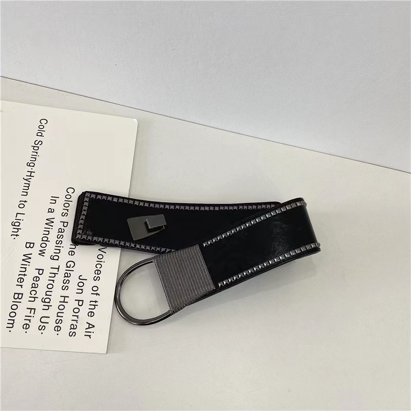Belts European and American rivet waistband women s decoration fashionable versatile personalized elastic waist closure wide p 230919