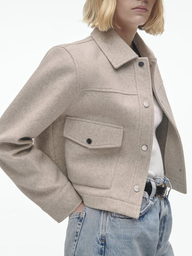 Women's Wool Blends ZBZA Women's Autumn Pocket Lapel Long Sleeved Soft Tweed Casual Jackets Coats Fashion Single Breasted Short Outerwear To