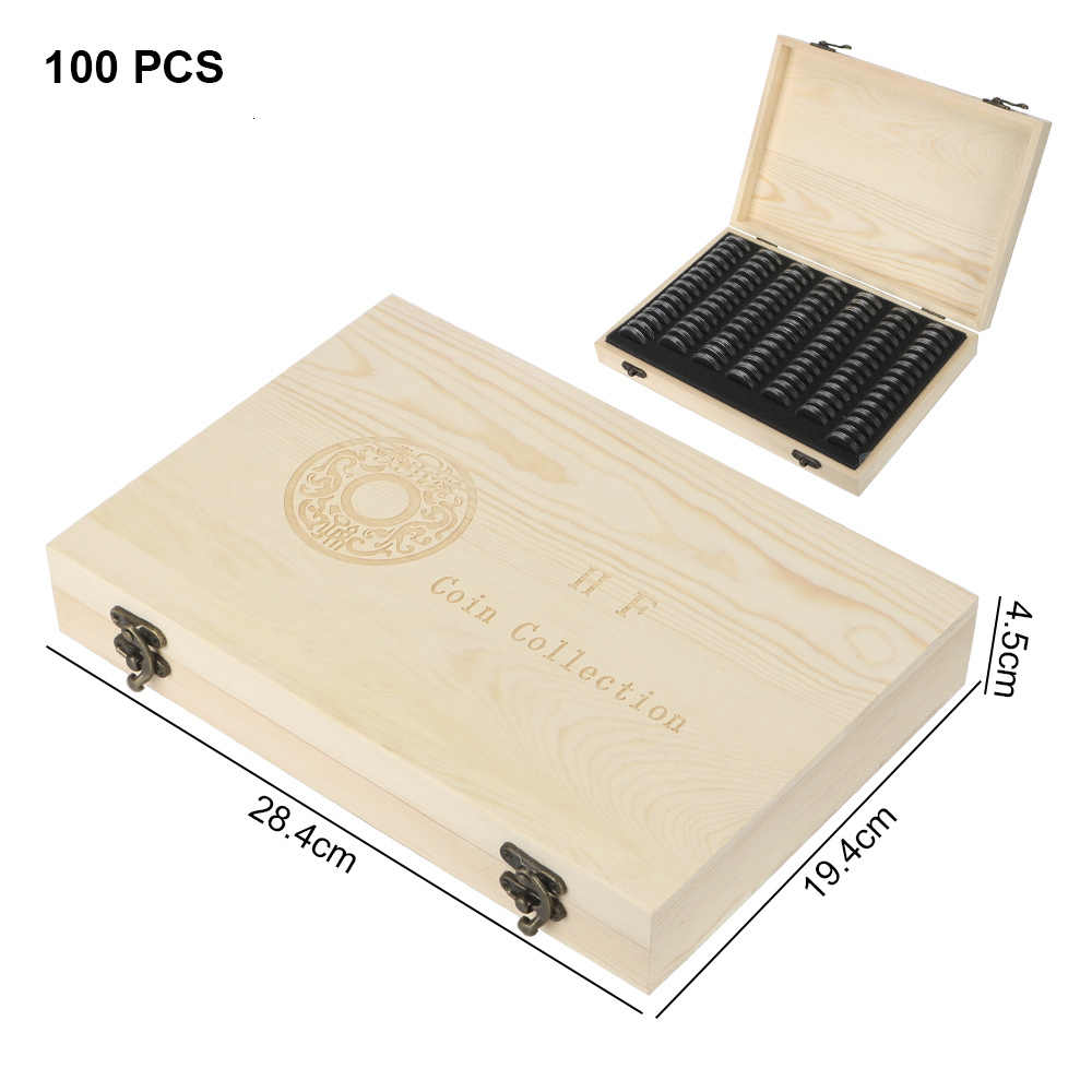 Other Home Garden 20 30 50 100PCS Coins Storage Box With Adjustment Pad Adjustable Antioxidative Wooden Commemorative Coin Collection Case 230919