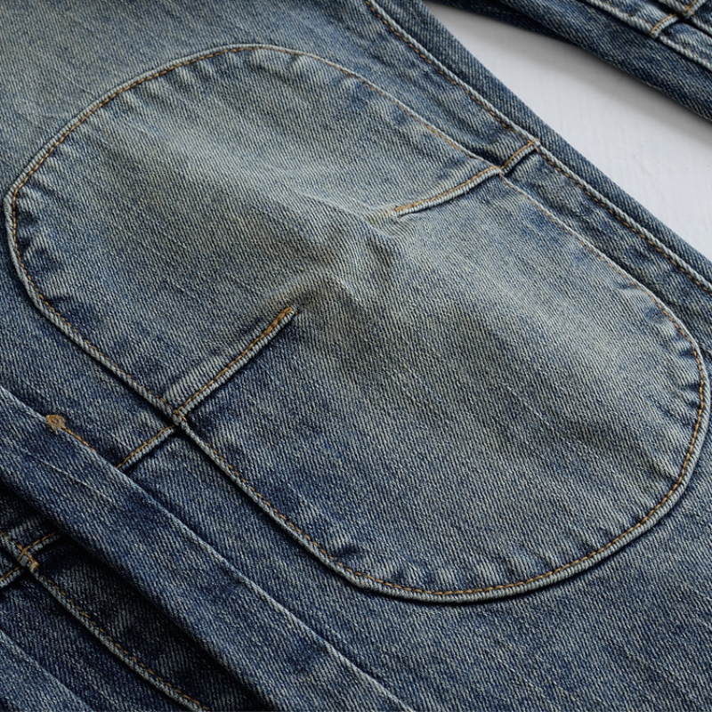 Mens Jeans Summer mens threedimensional patch jeans micro stretch loose cargo pants small foot casual trousers bunched pant 230915