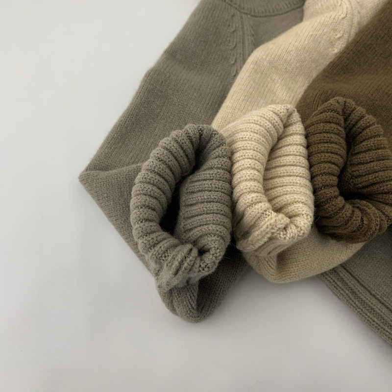 Cardigan Kids Sweaters Autumn Winter Boys Girls Solid Knit Pullovers Children Turtleneck Sweater Baby Knit Wear 230919