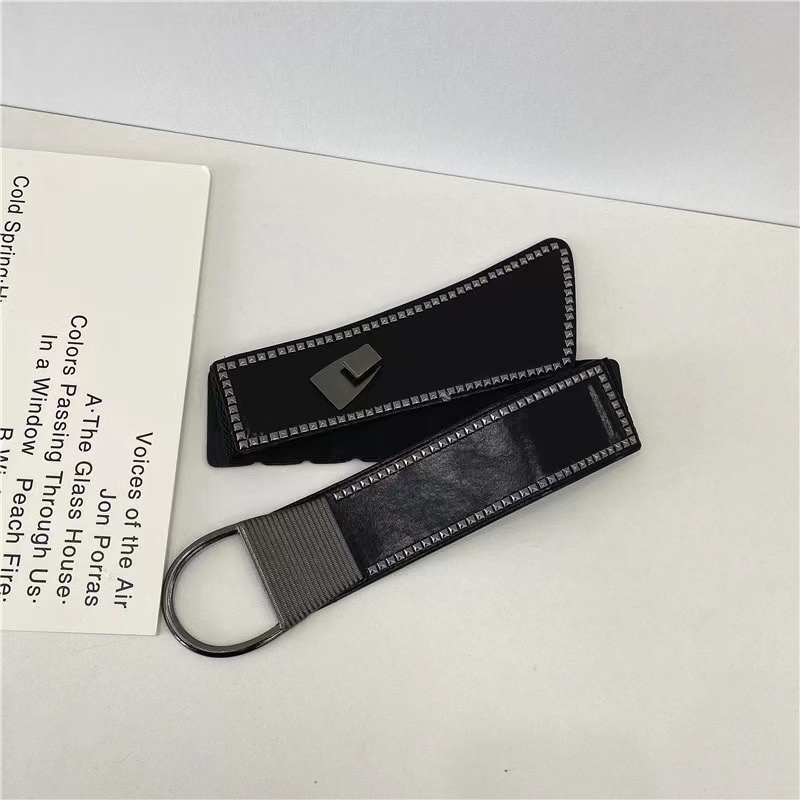 Belts European and American rivet waistband women s decoration fashionable versatile personalized elastic waist closure wide p 230919