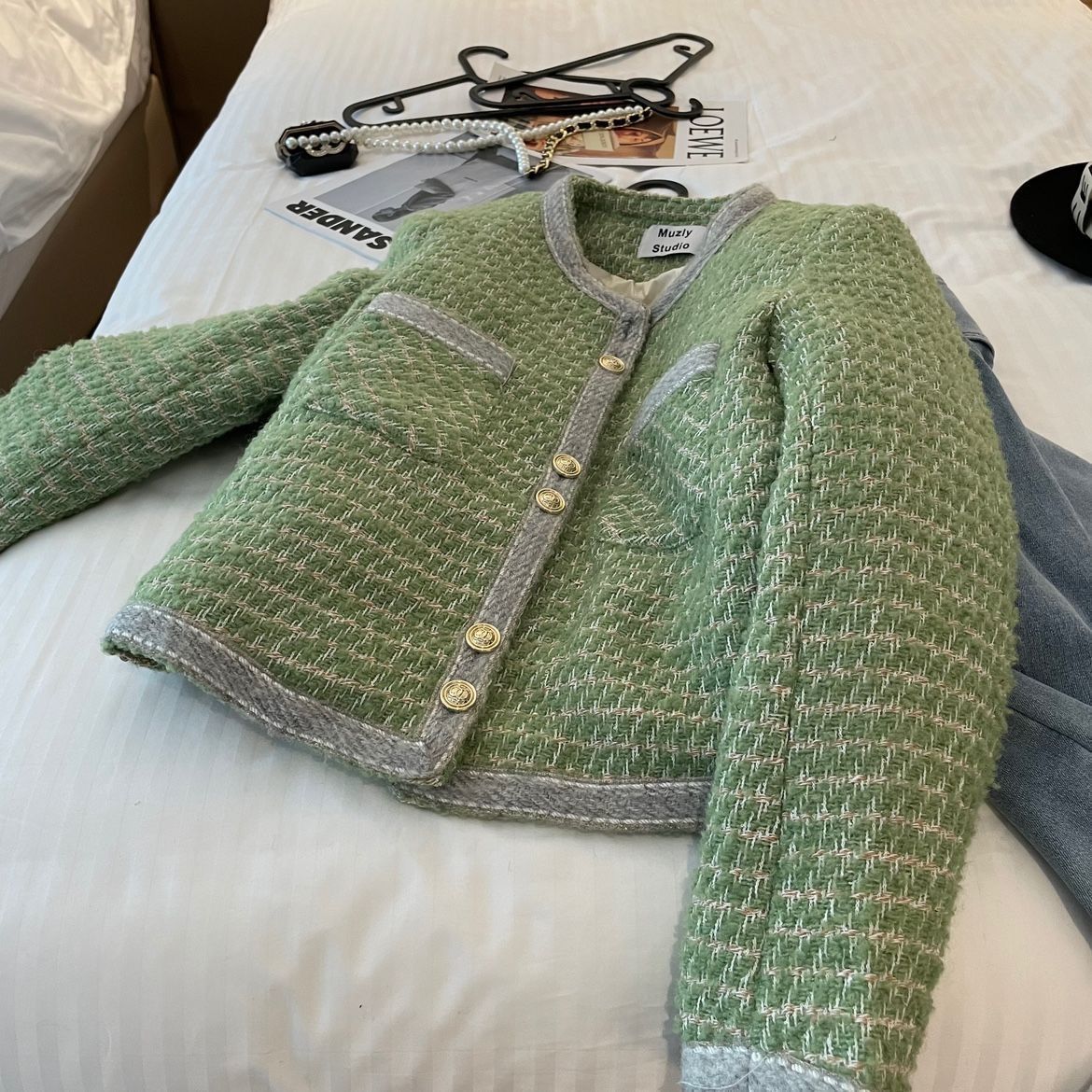 Women's Jackets Women's Small Fragrant Wind Down Knitted Tweed Short Coat Autumn/Winter Thickened Fashion Versatile Tweed Top Women 230919