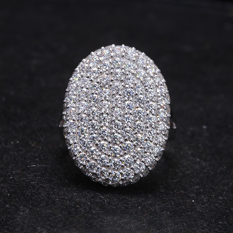 Wedding 10k White Gold DF Color VVS1 Round Brilliant Cut Party Ring Full Stone Oval Style 230915