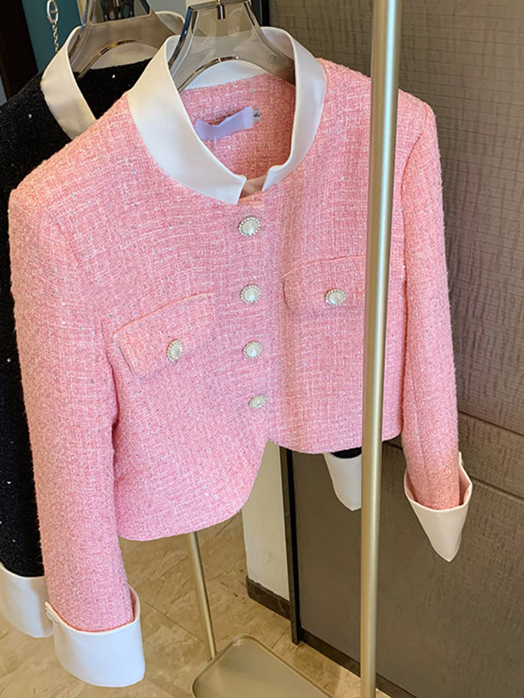 Women's Jackets Vintage Small Fragrance Tweed Jacket Women Blazer Coat Fashion Long Sleeve Female Jacket High Quality Patchwork Outwear 230919