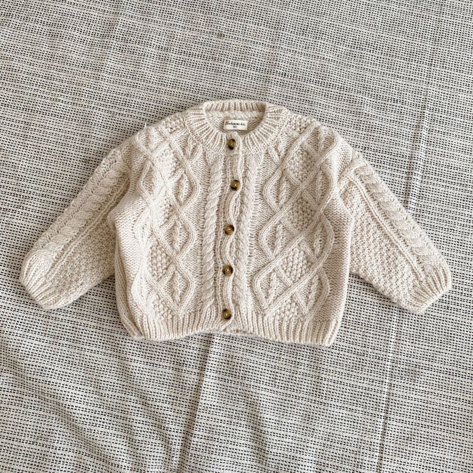 Cardigan 8777 Korean Children Sweaters Cardigan Autumn And Winter Baby Coarse Wool Hemp Retro Cardigan Coat Boys Girls Sweaters 230919