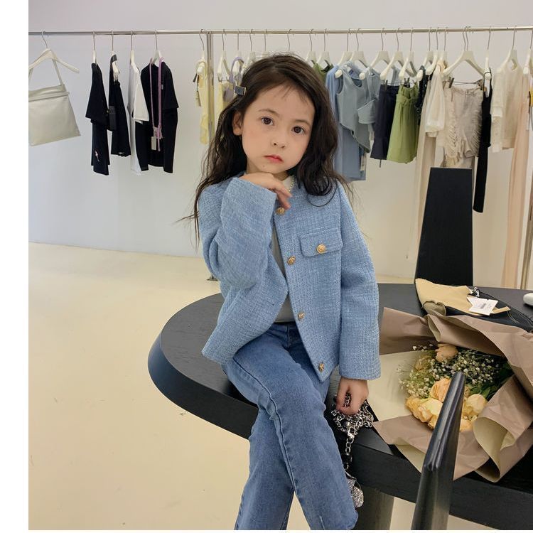 Cardigan Black/Blue Fashion Girls Baby Cardigan Jackets Kids Children Elegant Birthday Jacket Trench Coats Clothes Overcoats 230919