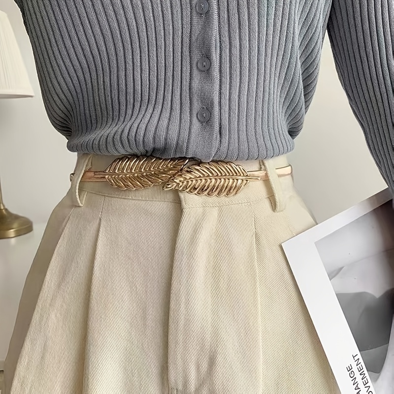 Belt Elastic Leaf Waist Belt Waistband For Dress Skirts Jeans Pant Body Chain 230919