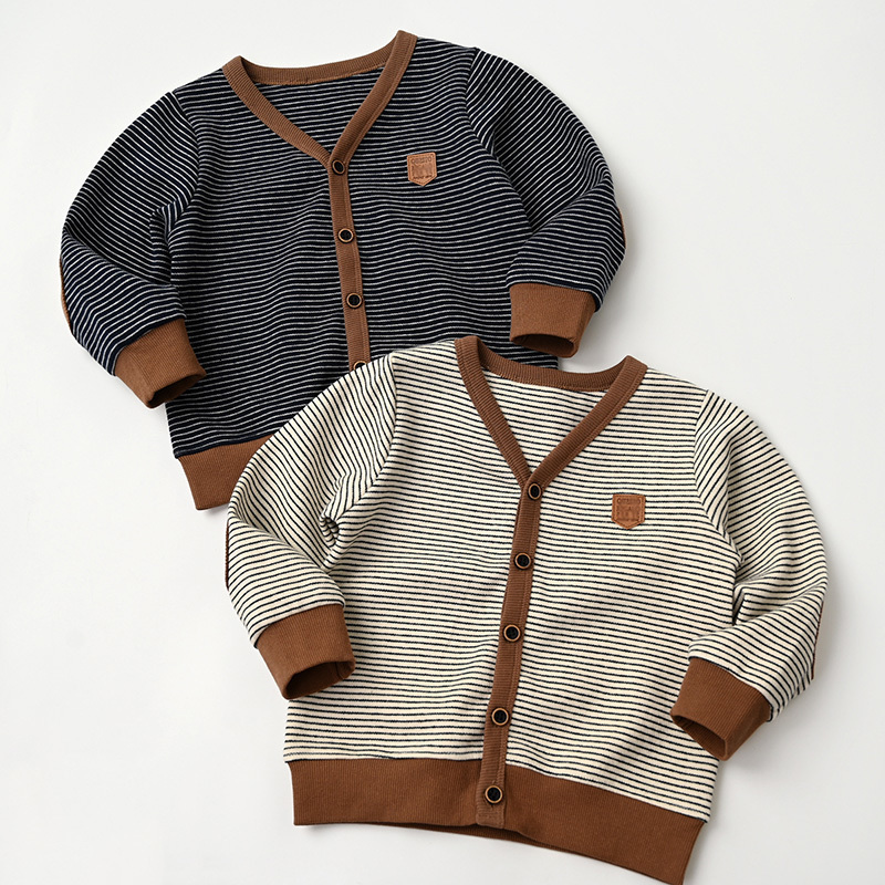 Cardigan Children Knit Cardigan Spring Autumn Boys Sweaters V-neck Striped Kids Knitting Sweater Jacket BB180 230919