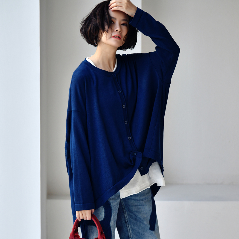 Women's Jacket's Wool Blends MICOCO W3008c Literature And Art Simple Versatile Loose Silhouette Feeg Before Short After Long Knit Cardigan C