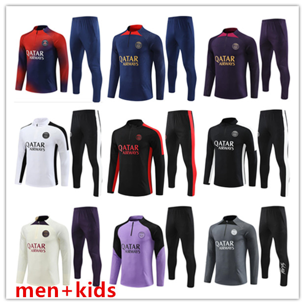 21 22 23 Jordam PSG MBAPPE soccer jersey tracksuit 23 24 Retro Paris Football Training Suit Half pull Long sleeve SERGIO RAMOS VERRATTI ICARDI adult kids football