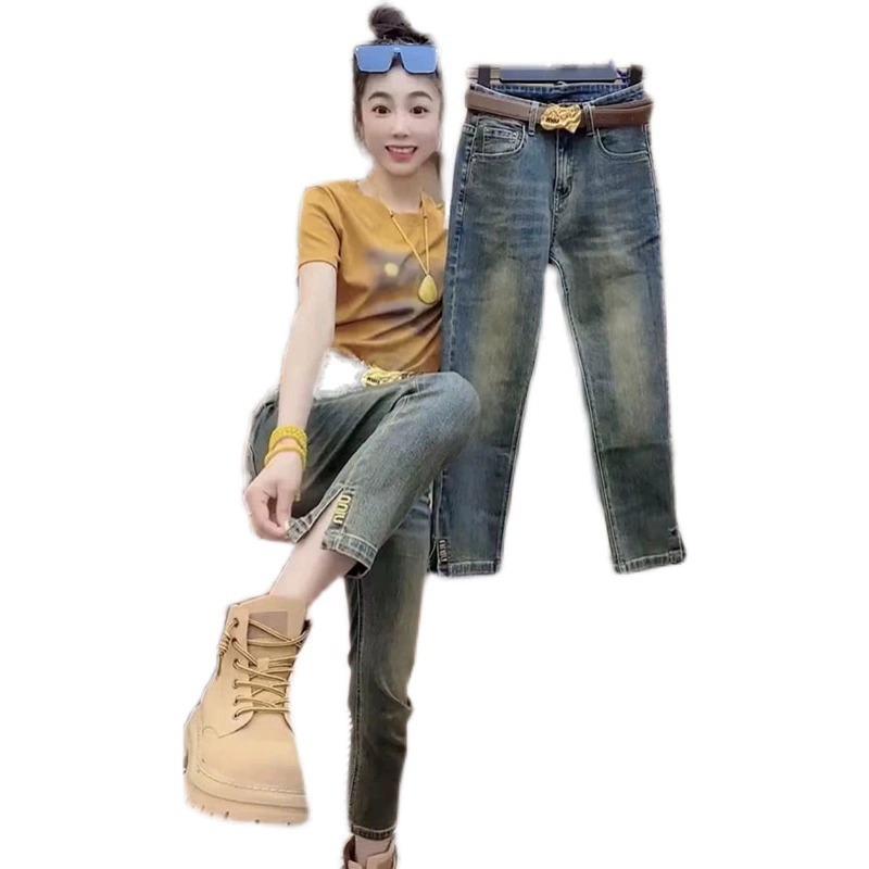 Women's Jeans Y2k Metallic Lettering Embellished Skinny Jean's 2023 High Waisted Stretch Made Old Small Straight Pants 230918