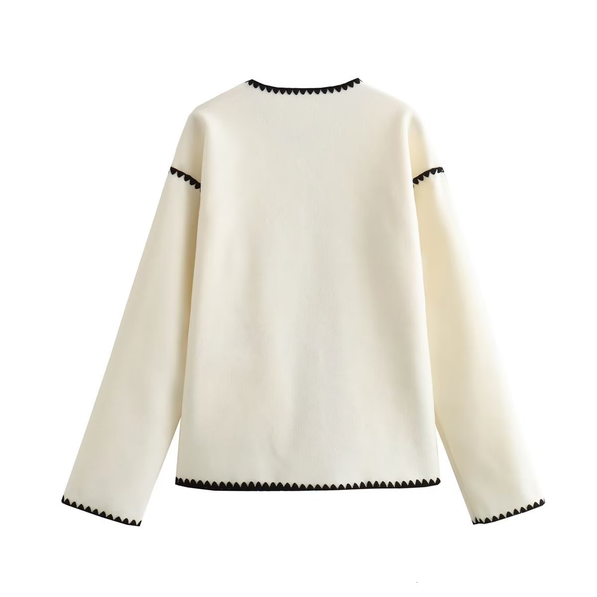Women's Jackets TRAF White Tweed Jacket Women Contrast Coats Long Sleeve Casual Jackets for Women Autumn Streetwear Basic Jacket Woman 230919