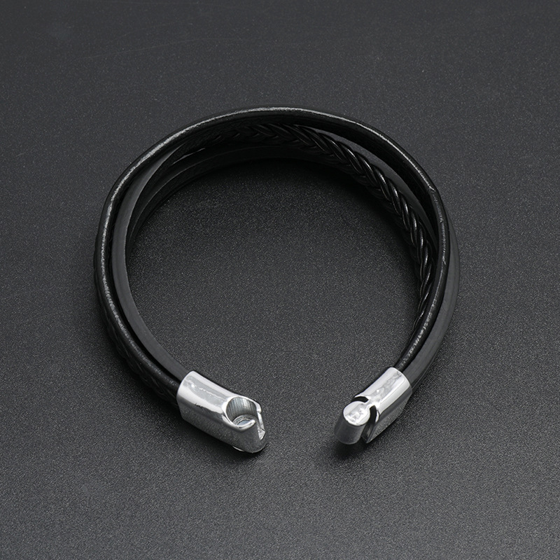 New Multi-layers Handmade Braided Leather Bracelet Bangle For Men Male Hand Jewelry For Birthday Gift