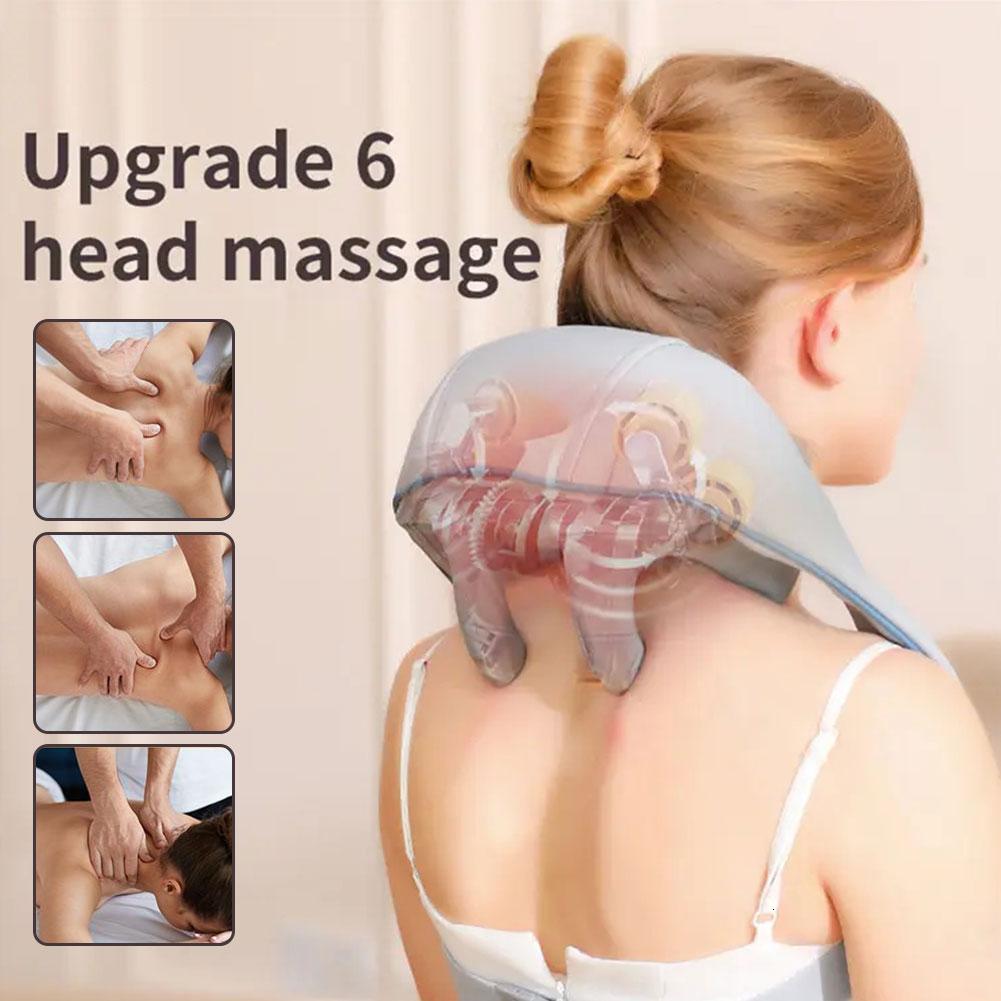 Massaging Neck Pillowws 25W Back Neck Shoulder Massager Rechargeable Infrared Heated Vibrate Kneading Home Massage Shawl Health Care 230918