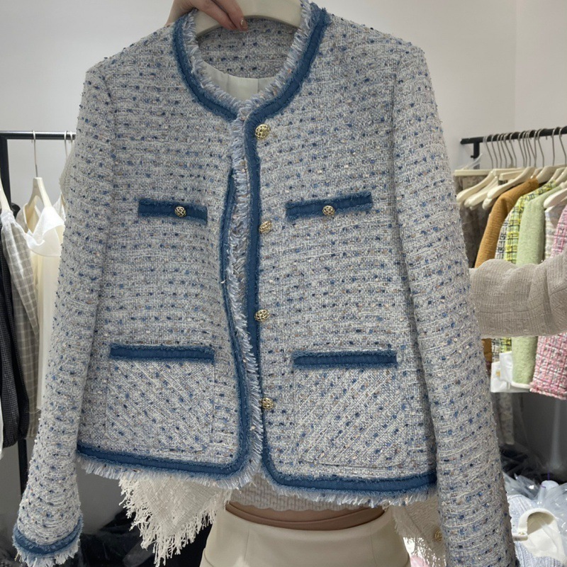 Women's Wool Blends Fragrant Tweed Jacket Women Autumn Winter Loose Fashionable Round Neck Coats 230918