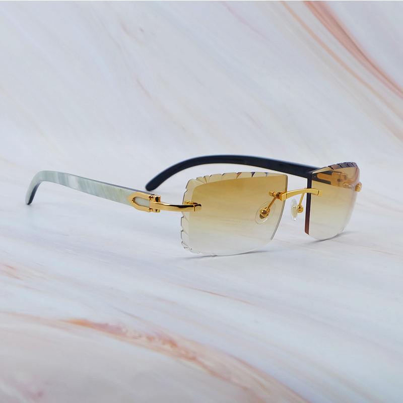 Small Dia Cut Sunglasses Genuine Marble Horn Designer Carter Rimless Sunglass New In Cool Decoration Shades Eyewear Glasses Gold Frame Good quality