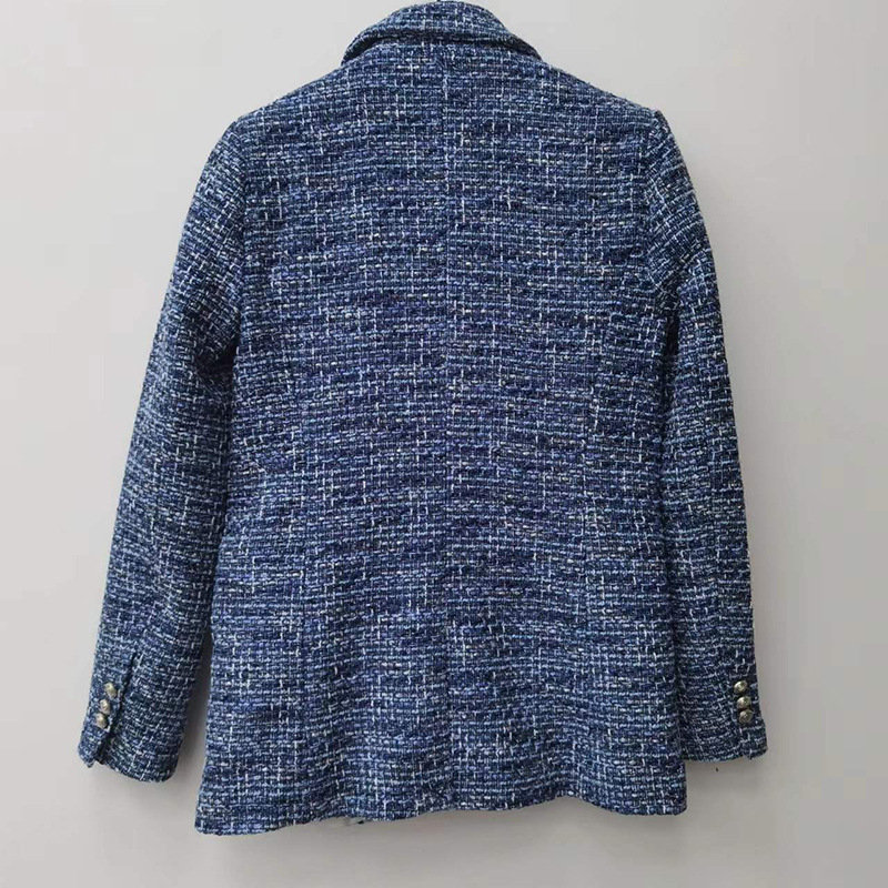 Women Maje Fashion New Tweed Blazer Double-Breasted Long Sleeve Coat