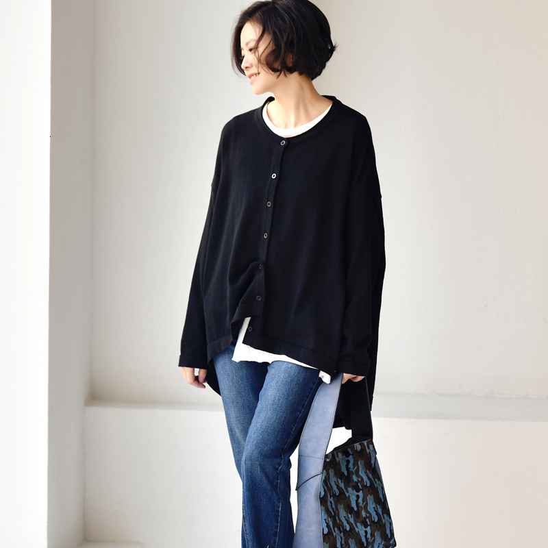 Women's Jacket's Wool Blends MICOCO W3008c Literature And Art Simple Versatile Loose Silhouette Feeg Before Short After Long Knit Cardigan C
