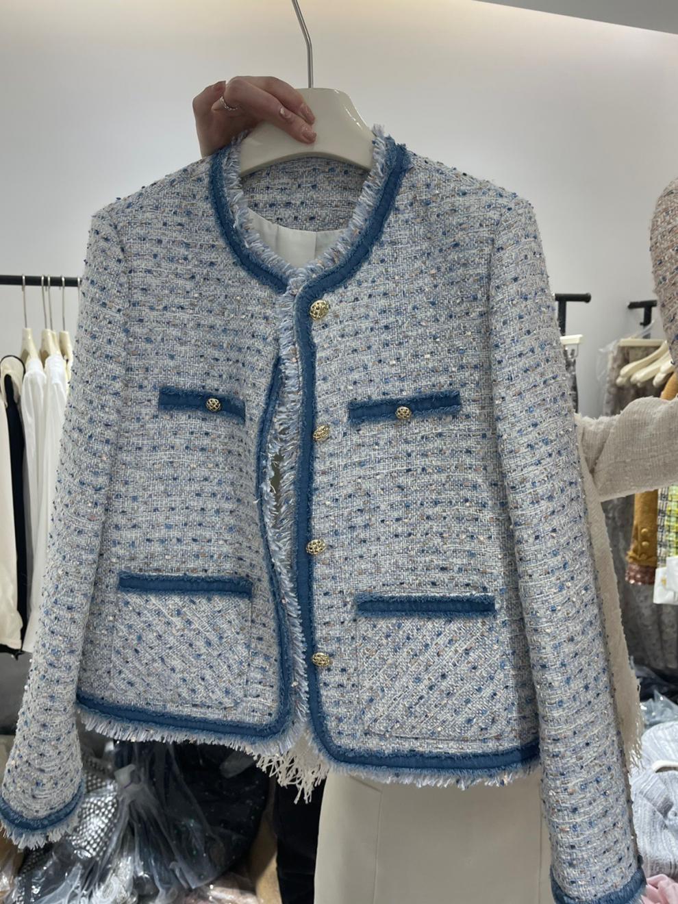 Women's Wool Blends Fragrant Tweed Jacket Women Autumn Winter Loose Fashionable Round Neck Coats 230918