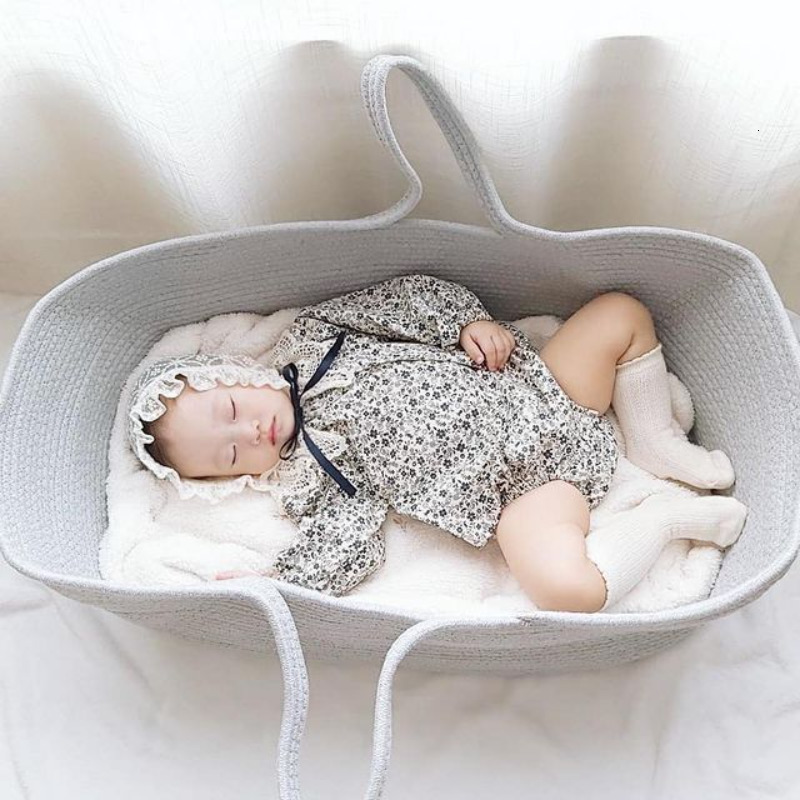 Baby Cribs Bed Babynest Sleeping born Nest Travel Portable Cotton Rope Bassinet Cradle Moses Basket with Mattress 230918