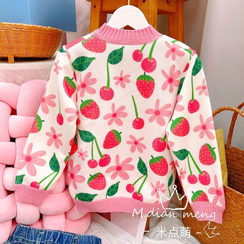 Cardigan Baby Girl Sweater Fashion Floral Knitted Cardigan Jacket Kids Chidlren Toddler Pearl Button Sweaters For Autumn Winter Gifts 230919