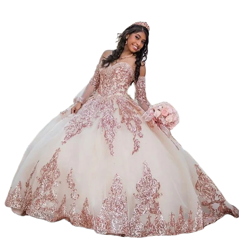 2023 Princess Red Quinceanera Dresses With Removeable Sleeves Sequins Beaded Sweetheart Sweet 16 Girls Celebrity Party Dress Luxury Prom Gown Robe De 