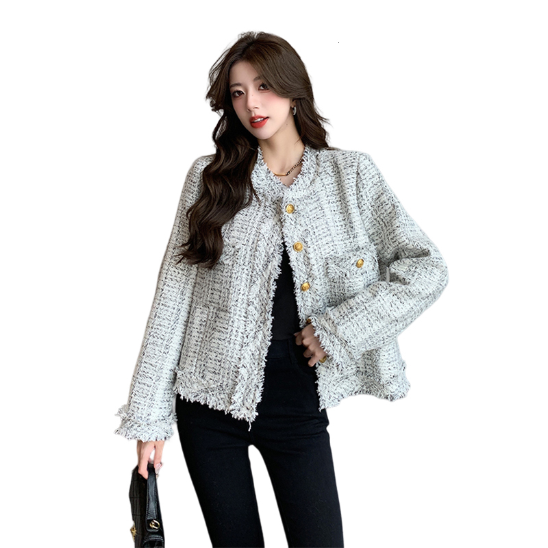 Women's Jackets Autumn Winter High Quality Women Tweed Jacket Temperament Long Sleeve Single Breasted Tassel Fashion Coat Tops 230919