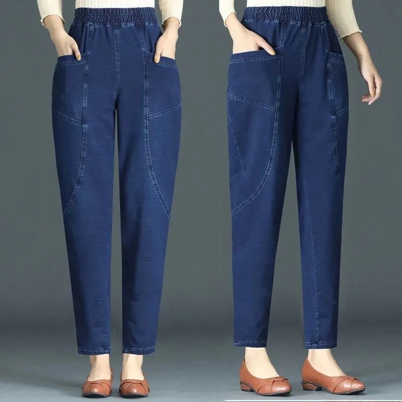 Women's Jean High Waist Harem Jeans Big Size 4xl Casual Baggy Denim Pants Elastic Classic Vaqueros 2023 Pocket Jogger s 230918