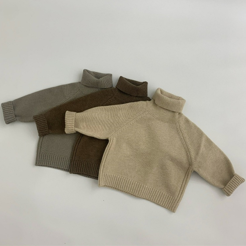 Cardigan Kids Sweaters Autumn Winter Boys Girls Solid Knit Pullovers Children Turtleneck Sweater Baby Knit Wear 230919