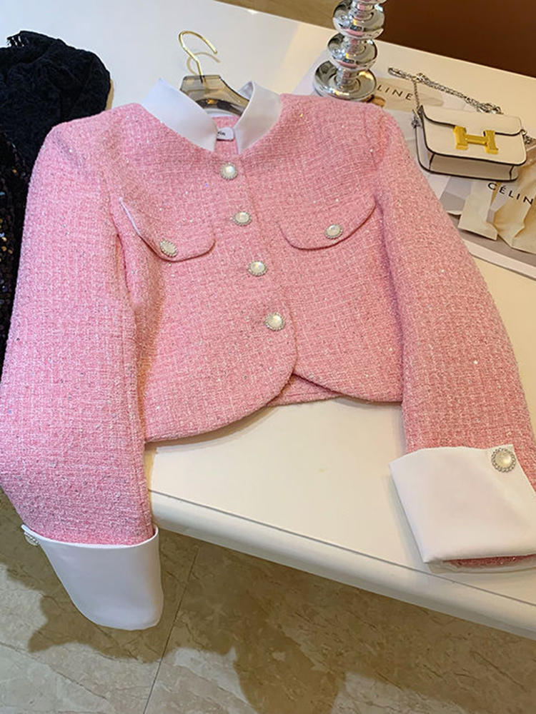 Women's Jackets Vintage Small Fragrance Tweed Jacket Women Blazer Coat Fashion Long Sleeve Female Jacket High Quality Patchwork Outwear 230919