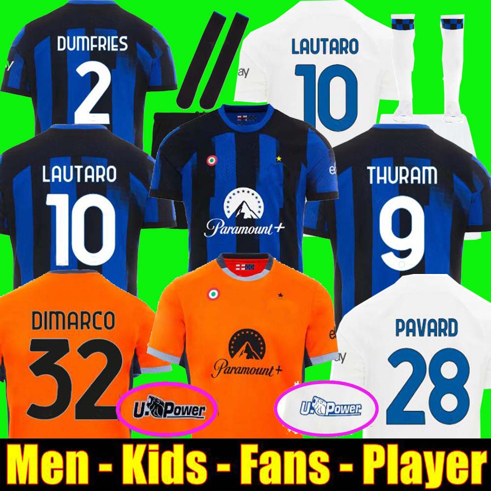 FANS Player 23 24 LUKAKU Soccer Jersey BARELLA INTERS MILANS LAUTARO VIDAL J. CORREA 2023 Football Shirt CALHANOGLU Men Kit 3rd Kids Equpment DIMARCO THURAM