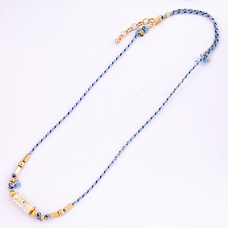 Charms Necklace Amour Turkish Blue Pink Long Knotting Beaded Boho Jewelry Women Sweater Amulet Party Summer Beach Gift For Her 230915