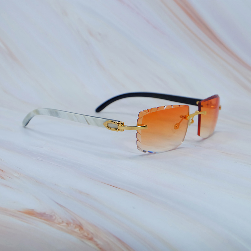 2025 Small Diamond Cut Sunglasses Genuine Marble Buffalo Horn Luxury Designer Carter Rimless Sunglass New In Cool Decoration Shades Eyewear Glasses Go