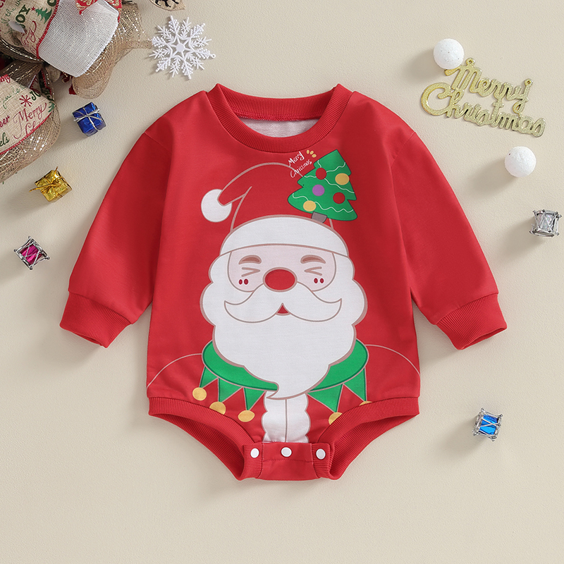 Rompers 0904 Lioraitiin 024M born Baby Boys Girls Sweatshirt Christmas Santa Claus Long Sleeve Jumpsuit Infant Clothes 230919