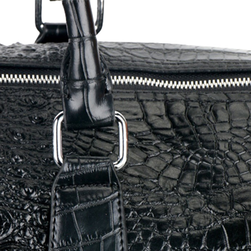 Male Genuine Leather Travel Bag Large Crocodile pattern Big Fitness Handbag Luggage Drums Shoulder Business computer Bags Black Me